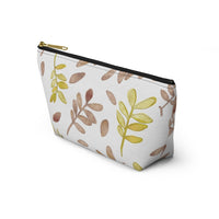 Watercolor Tossed Leaves Accessory Pouch w T-bottom in Red